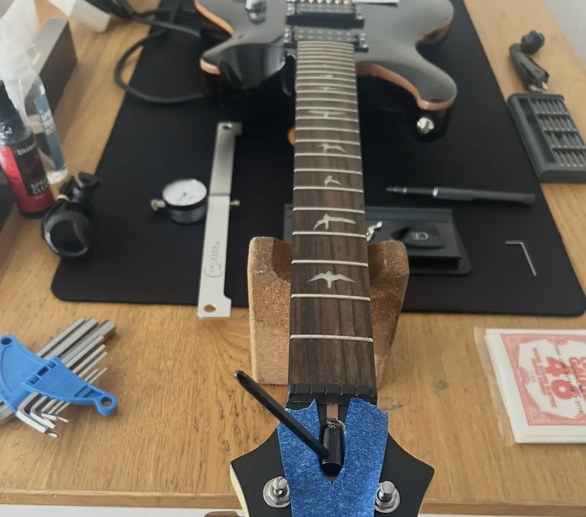 PRS electric guitar prepared for a professional setup in Nottingham