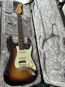 Sunburst Stratocaster with an added bridge humbucker and two single-coil pickups